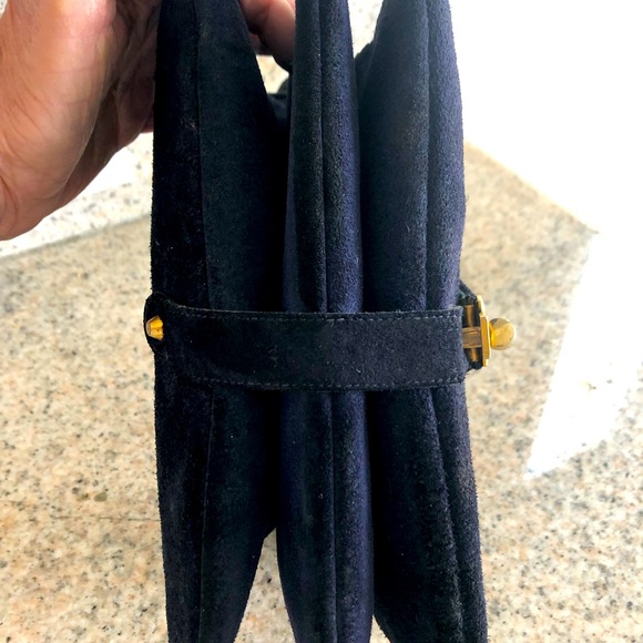 VINTAGE LUCA LUCA Blue Suede Purse - Picture 9 of 10